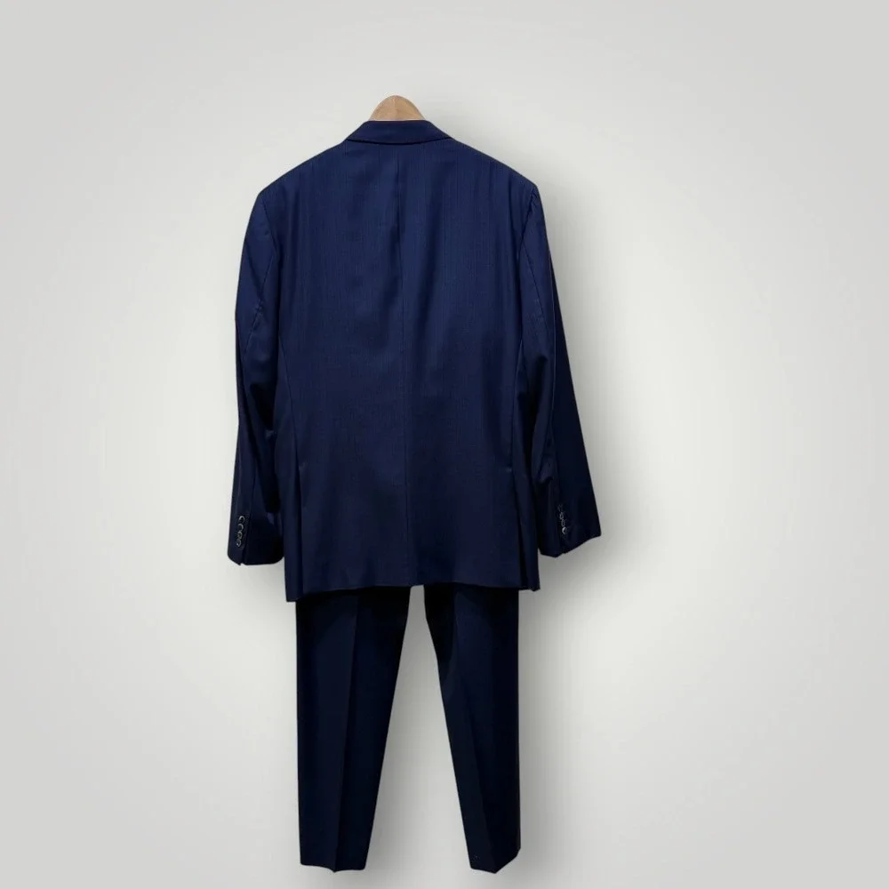 Isaia Napoli Men Blue Pinstripe 160's Aquaspider Wool‎ Suit 52 IT 42 US 8R